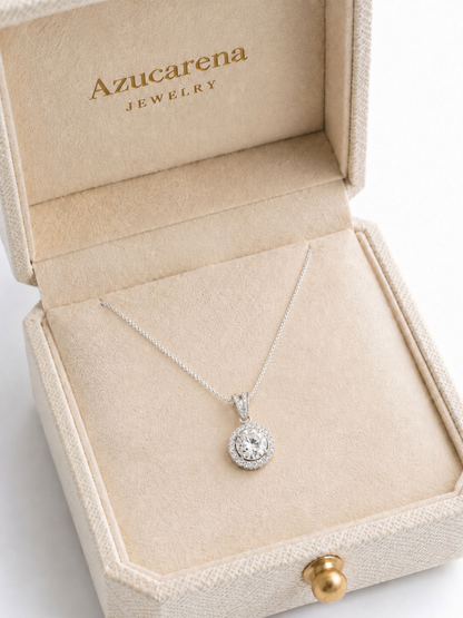 Celeste Halo Necklace - Moissanita