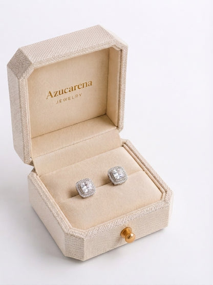 Celeste Halo Studs - Moissanita