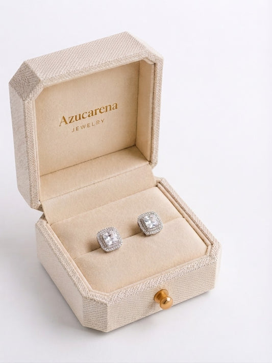 Celeste Halo Studs - Moissanita