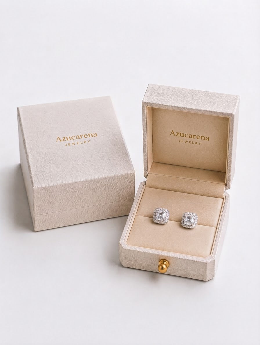 Celeste Halo Studs - Moissanita